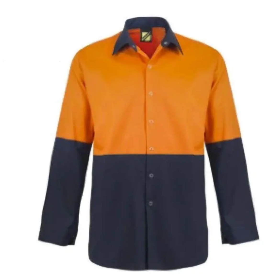 Picture of WorkCraft, Shirt, Long Sleeve, Food Industry, Lightweight, Hi Vis, Two Tone, Vented, Cotton Drill, Press Studs, No Pockets